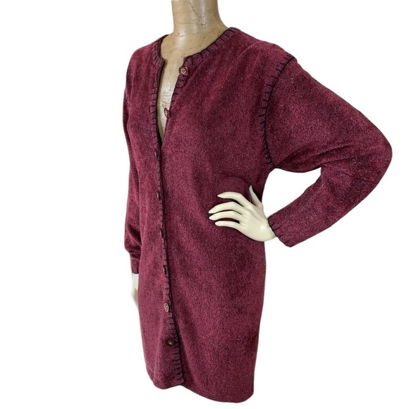 Roman Originals Longline Soft Cardigan Sweater Womens Sz L/XL Burgundy #252A - Picture 5 of 9